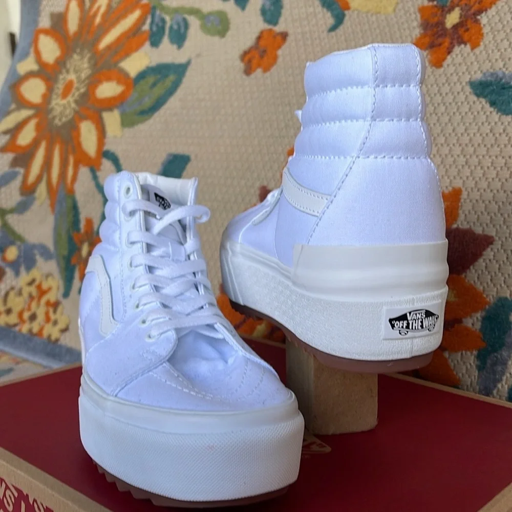 Vans WMNS Sk8-Hi Stacked (Canvas) True White VN0A4BTWL5R Platforms Sneakers NIB